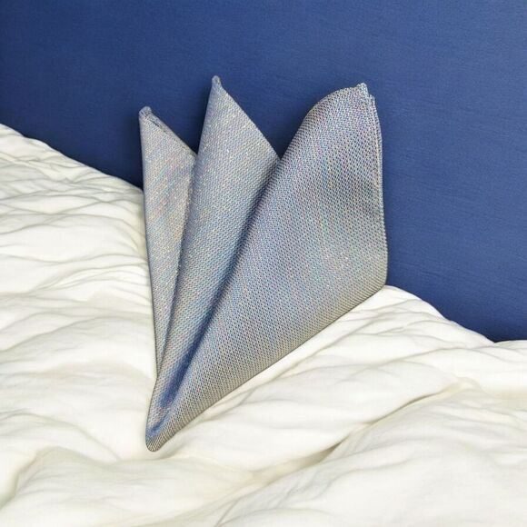 MEN'S LARR BRIO STARLIGHT LAME SPARKLY METALLIC JACQUARD FABRIC POCKET SQUARE. - Picture 1 of 5